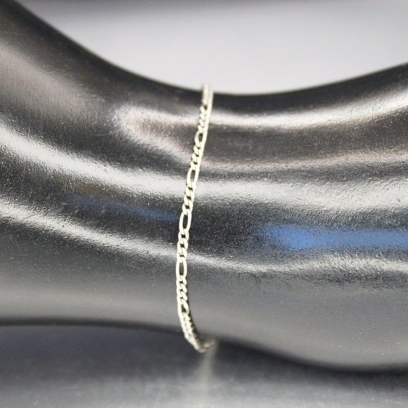 Vintage Sterling Silver 925 Italy Figaro Chain Ankle Bracelet Anklet Signed A-Z - Picture 4 of 8